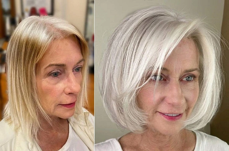 haircut for oval face women over 50