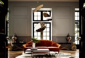 éclairage salon 2023 tendance design exclusif plaques laiton miroité effet accrocheur