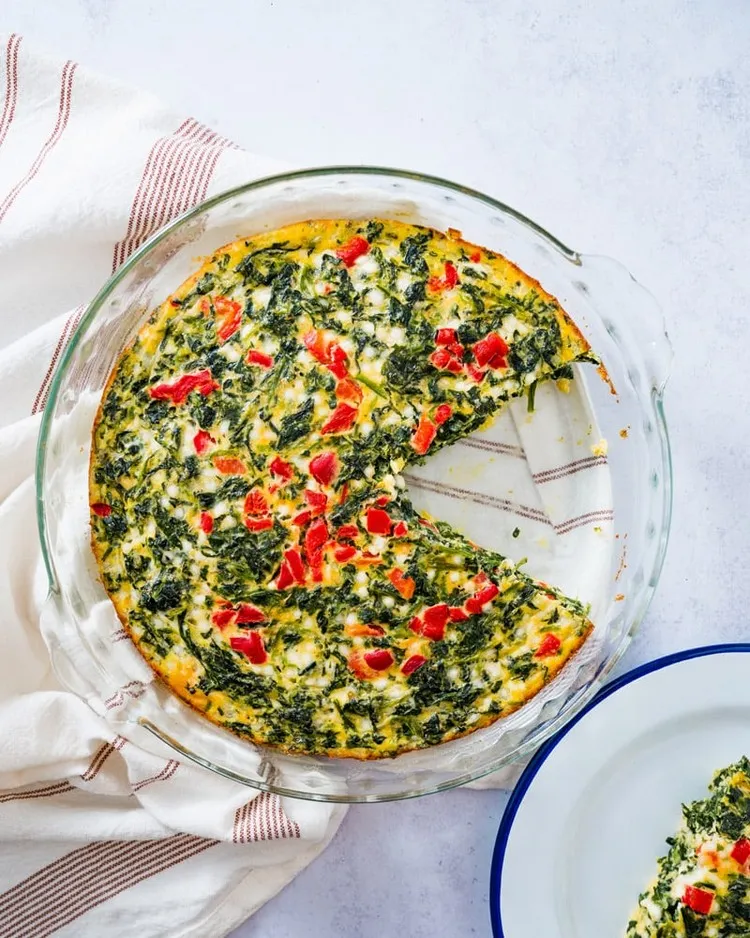 savory breakfast idea to prepare the day before spinach crustless quiche recipe