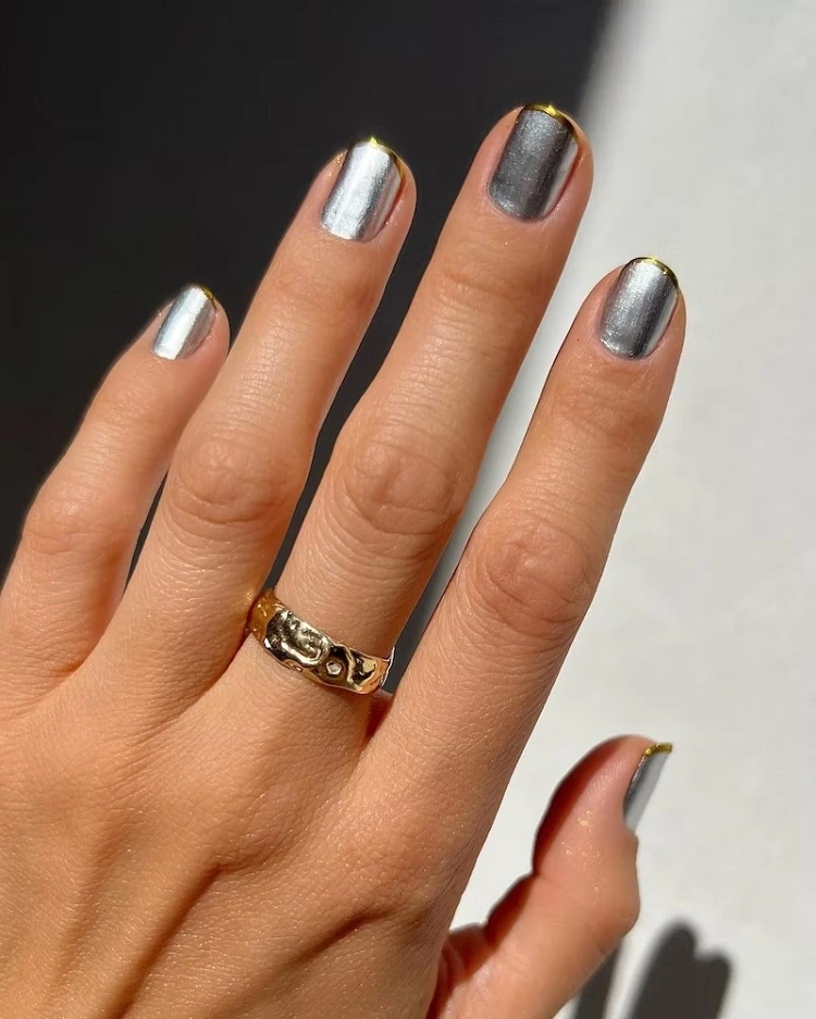 nail art prata manicure unhas curtas