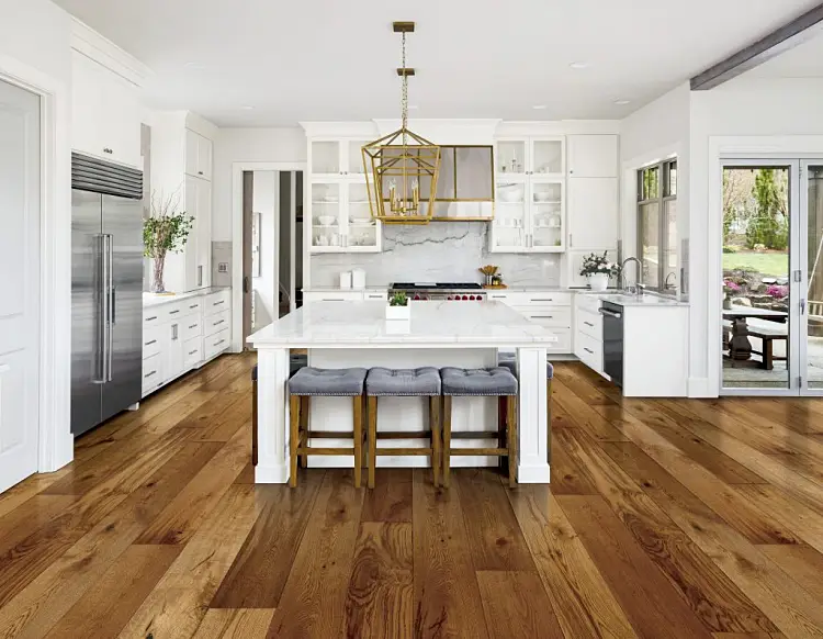 plancher bois véritable tendance revetement sol cuisine moderne style idee 2023