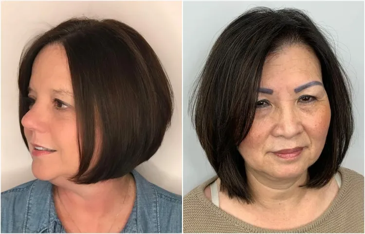 what haircut for round face and double chin woman 50 years 2023
