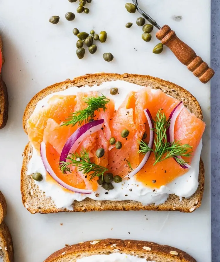 savory breakfast recipe without egg smoked salmon toast with red onion deavita recipes