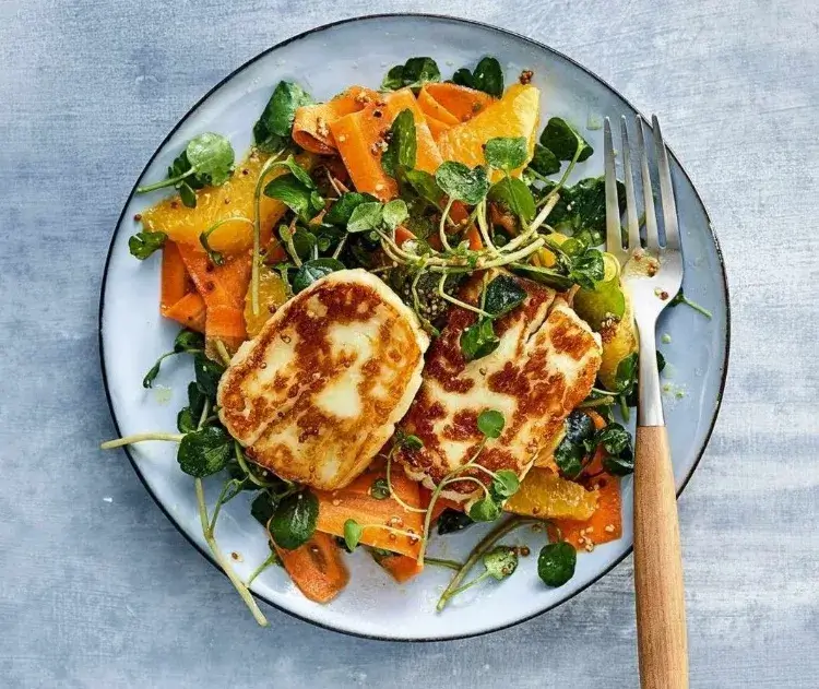 hearty watercress haloumi with an easy gourmand winter salad recipe