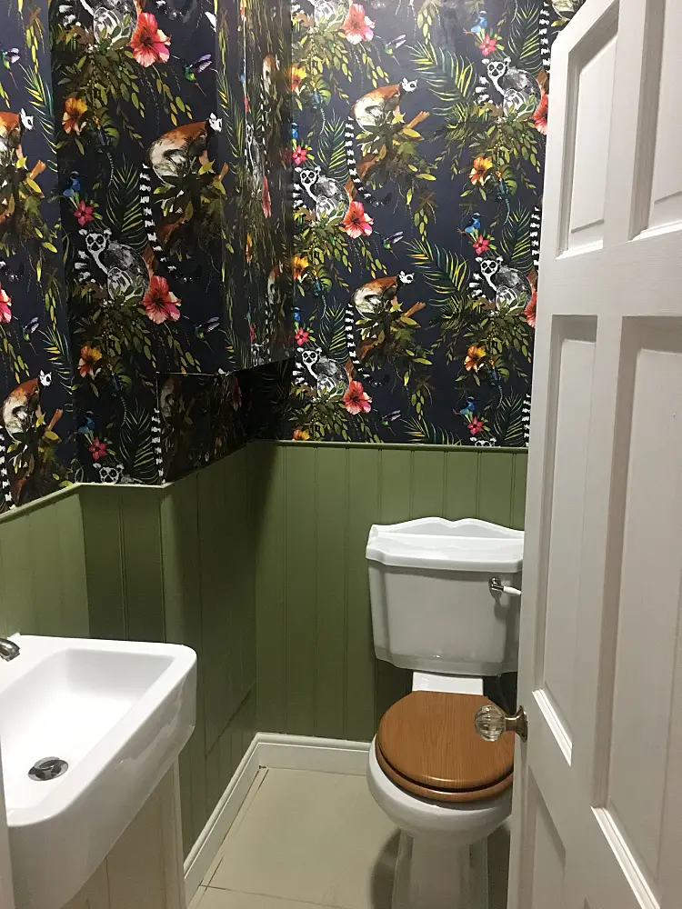 vintage papier peint toilettes deco idees design