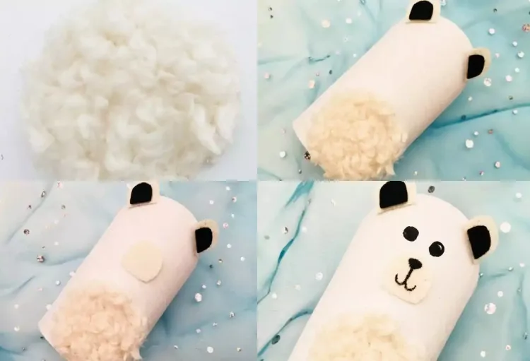 bricolage ours polaire maternelle facile étapes rouleau papier toilette
