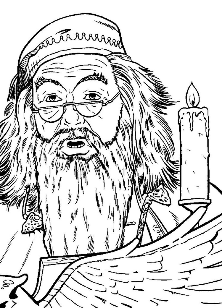 coloriage gratuit harry potter à imprimer Albus Dumbledore