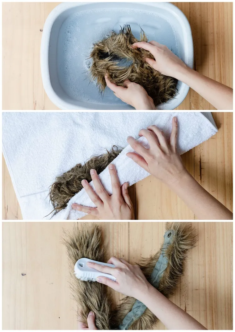 comment laver fausse fourrure capuche manteau doudoune à la main 