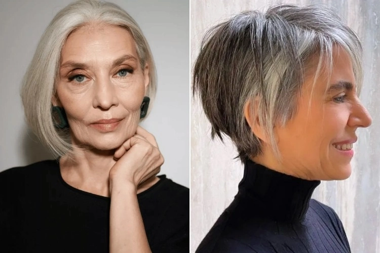 coupe cheveux blancs femme 60 ans