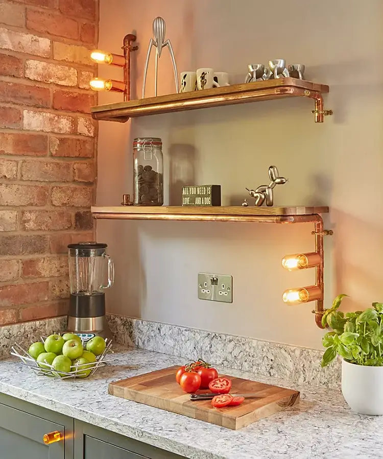 design cuisine etageres moderne futuriste elegant utile bois metal