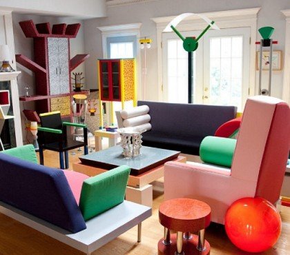 design style memphis chaise tapis couleurs pop art deco