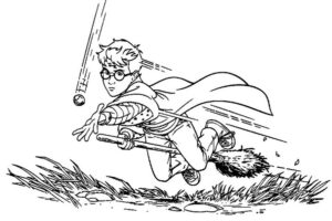 dessin harry potter à imprimer gratuitement jeu de quidditch vif d'or