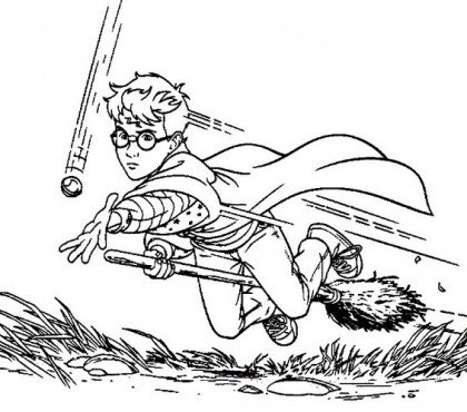 dessin harry potter à imprimer gratuitement jeu de quidditch vif d'or