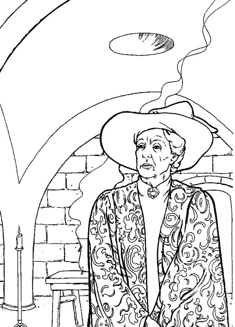 dessin harry potter facile à colorier professeure McGonagall