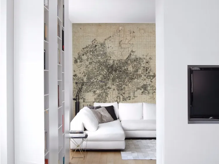 papier peint panoramique tendance style urbaniste salon design moderne