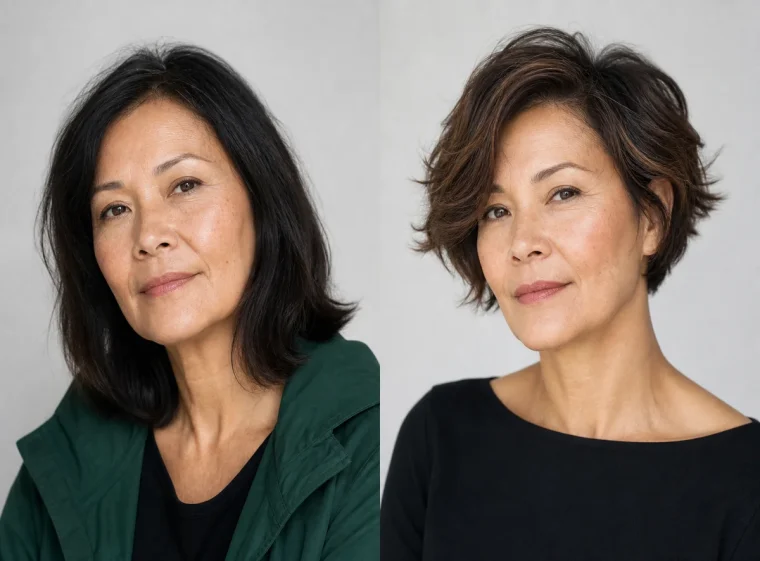 quelle coupe de cheveux pour visage carré adopter le carré très court avec une raie sur le côté coiffure anti-âge