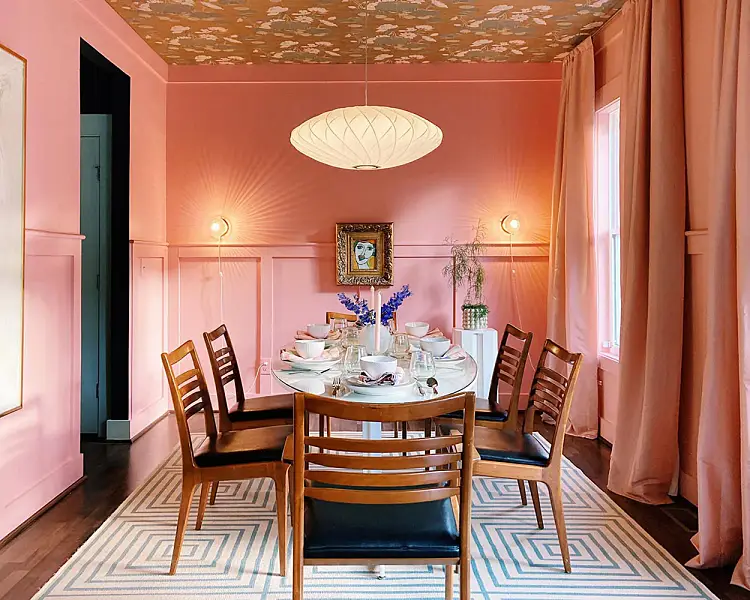 rose peinture salle à manger 2023 moderne tendance