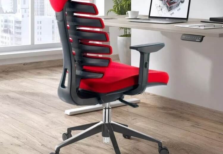 siege de bureau ergonomique rouge accoudoirs reglables