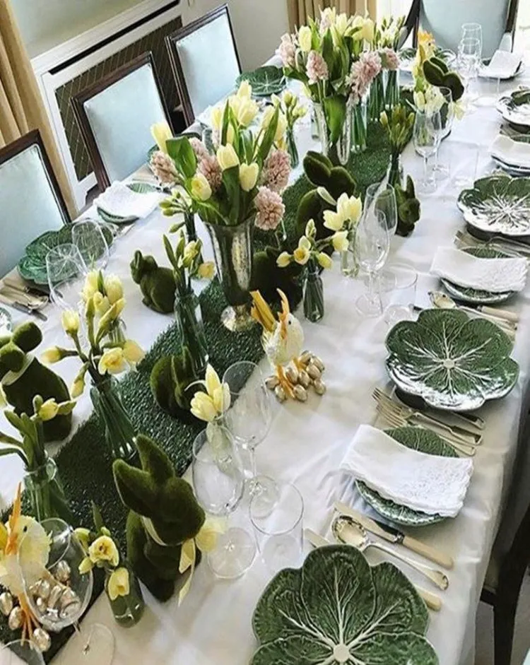 artisanal atmosphere in spring table decorations deco printemps cette annee vert jaune faire a soi meme