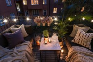 aménager balcon ouvert terrasse meubles