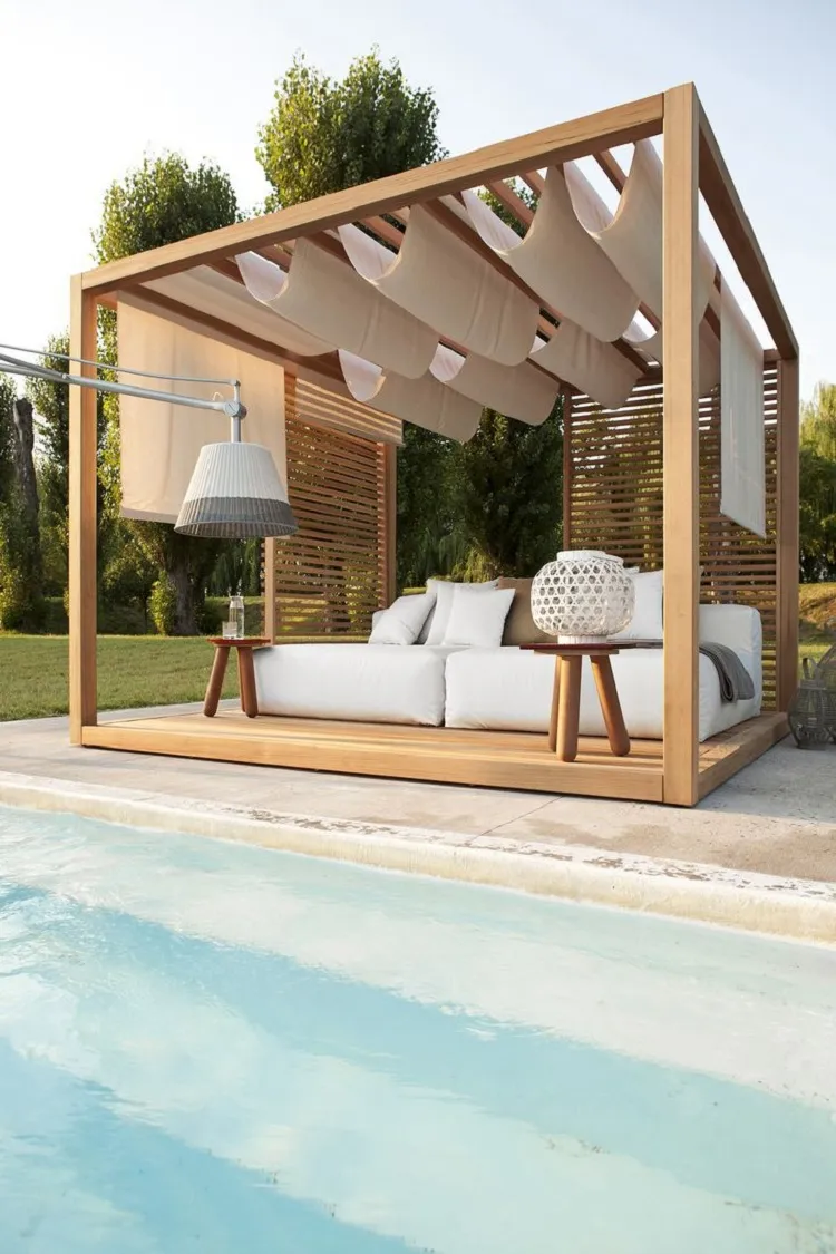 comment choisir une pergola en bois moderne aménagement extérieur arriere cour piscine 2023