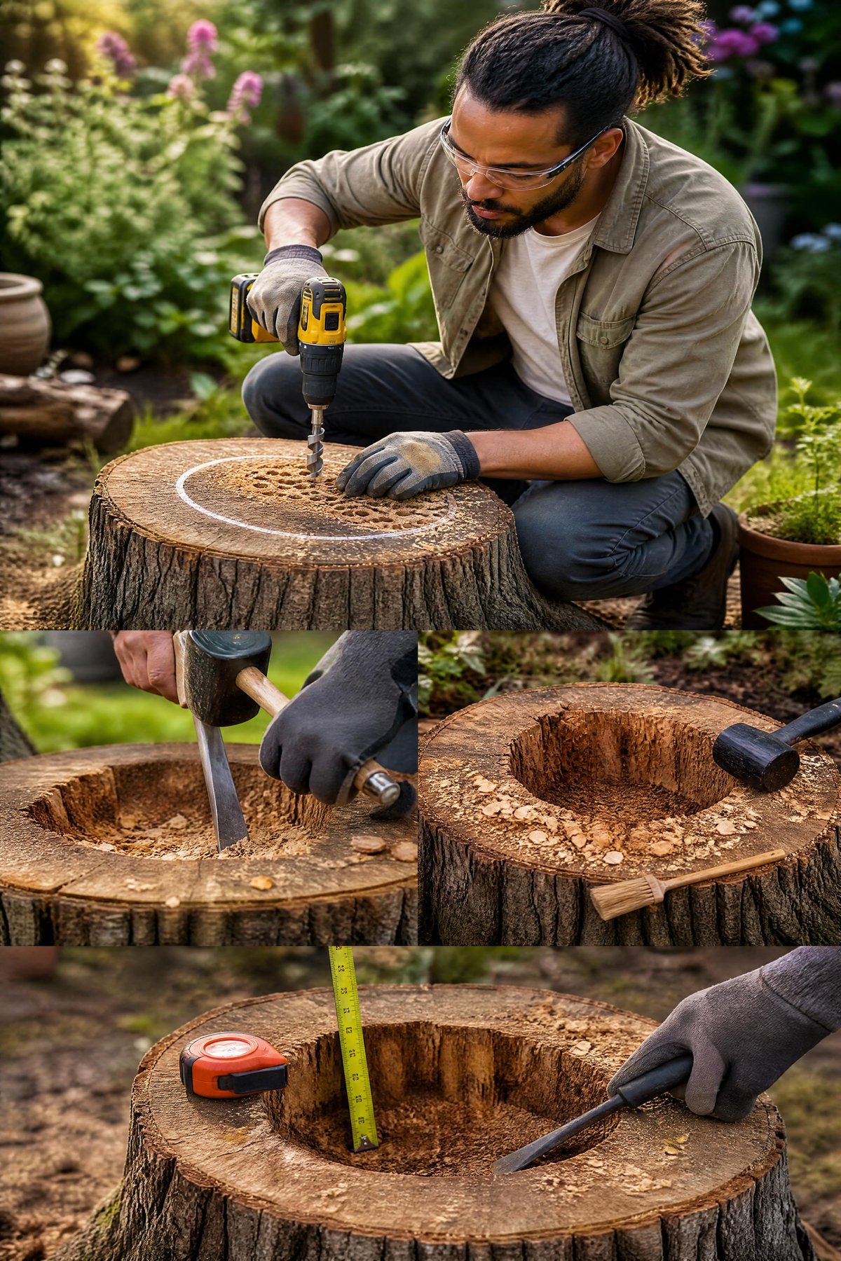 comment creuser une souche d’arbre pour planter des fleurs