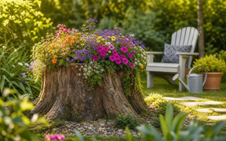 comment transformer une souche d’arbre en pot de fleurs