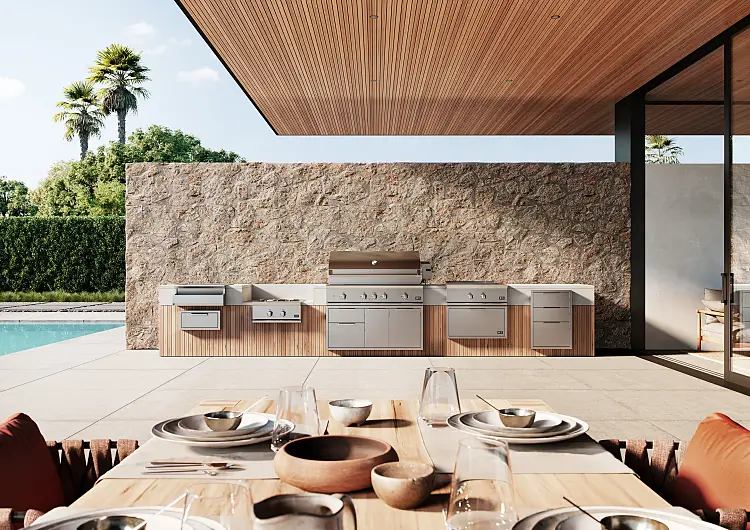 cuisine extérieure tendances 2023 bois minimaliste été