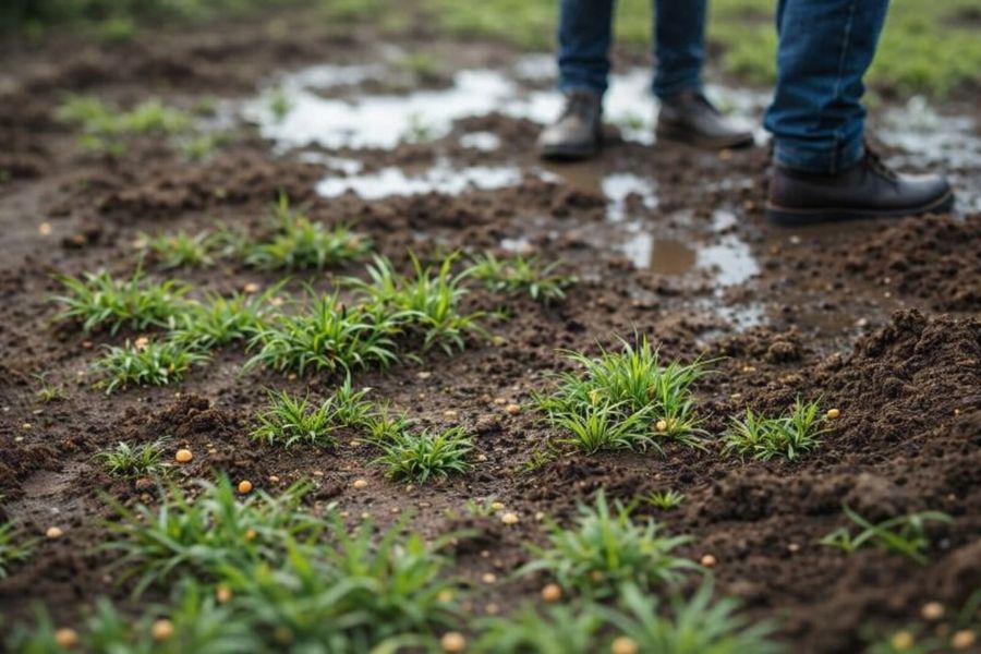 forte pluie après semis de gazon