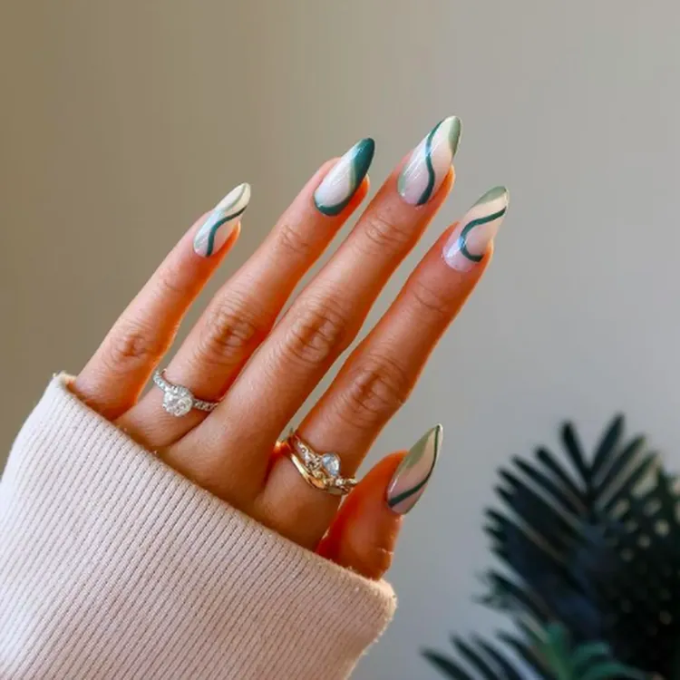 idée nail art ongles longs manucure tendance printemps 2023 swirl nail art