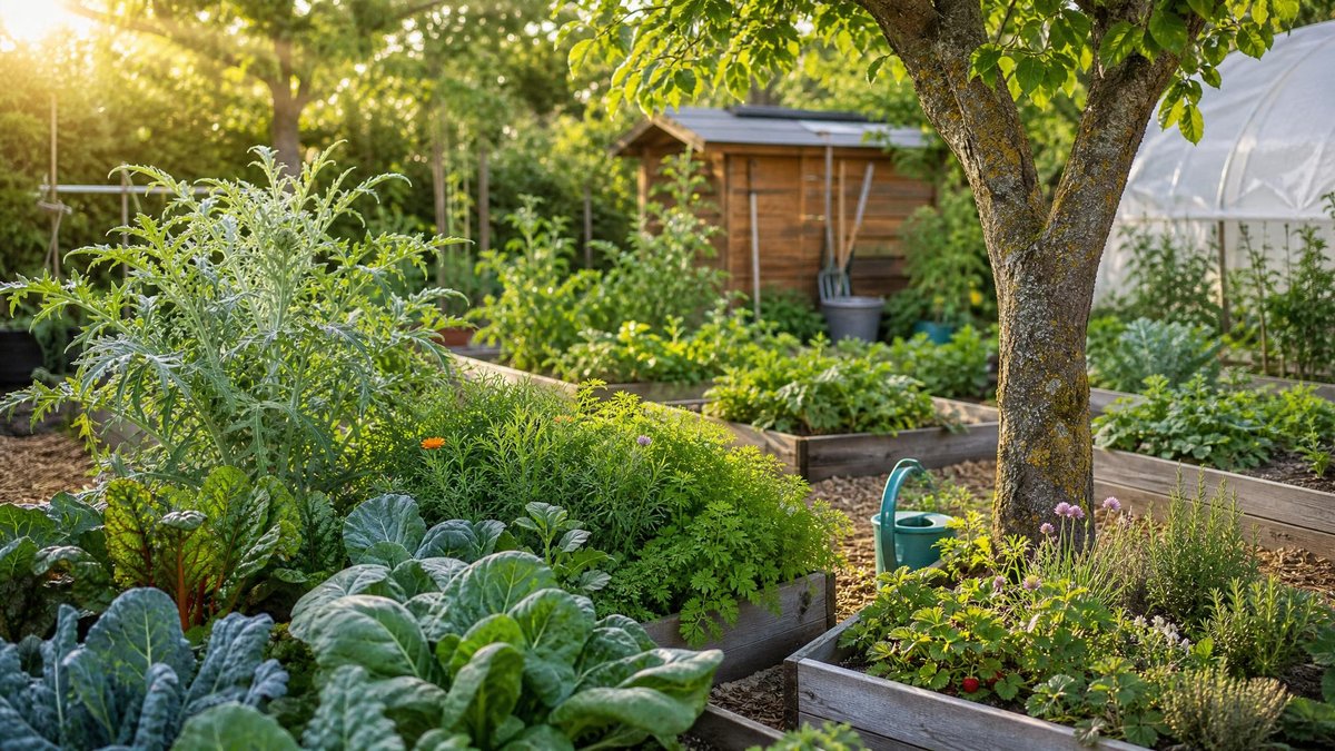 légumes au pied d'un fruitier