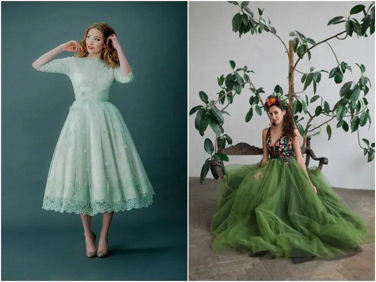 quelle couleur robe de mariée choisir mariage green correspond idée nuances sauge éméraude