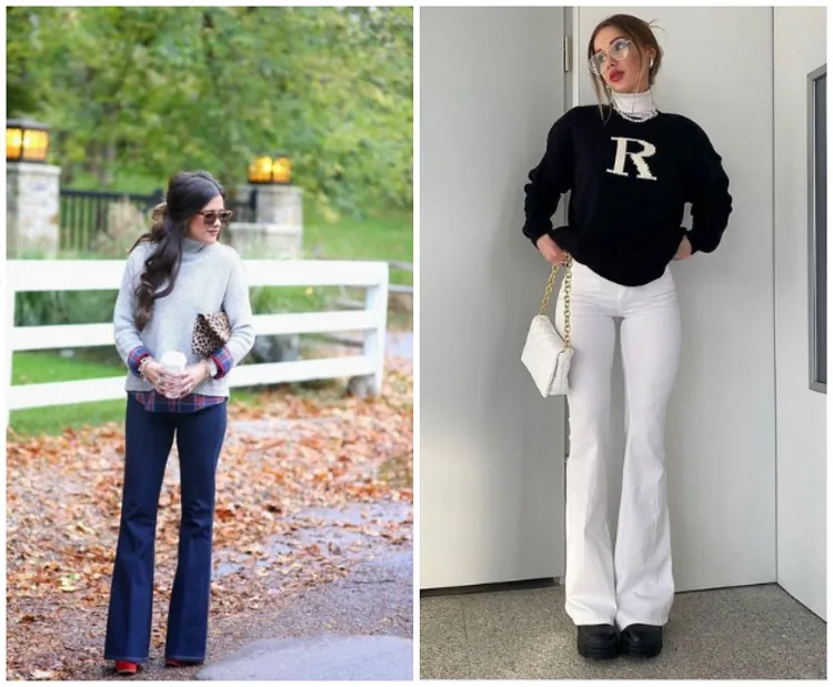 tendance mode pantalon bootcut jean flare noir blanc femme printemps 2023 comment porter