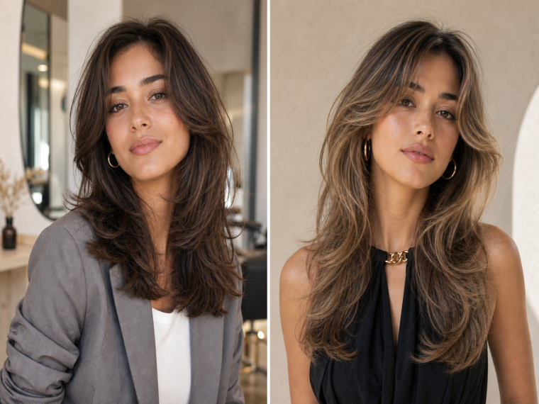 Coupe papillon mi-long tendance 2023 – deux femmes aux cheveux dégradés en coupe butterfly