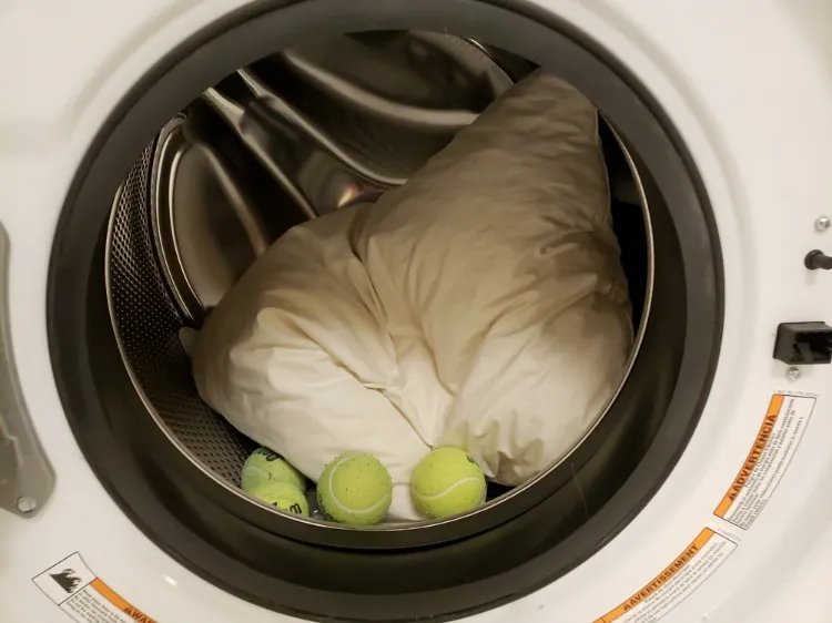 comment laver oreiller jauni machine cycle faire sécher sèche linge
