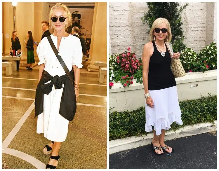 comment porter une jupe robe blanche après 50 ans idées tenue femme 50 60 ans