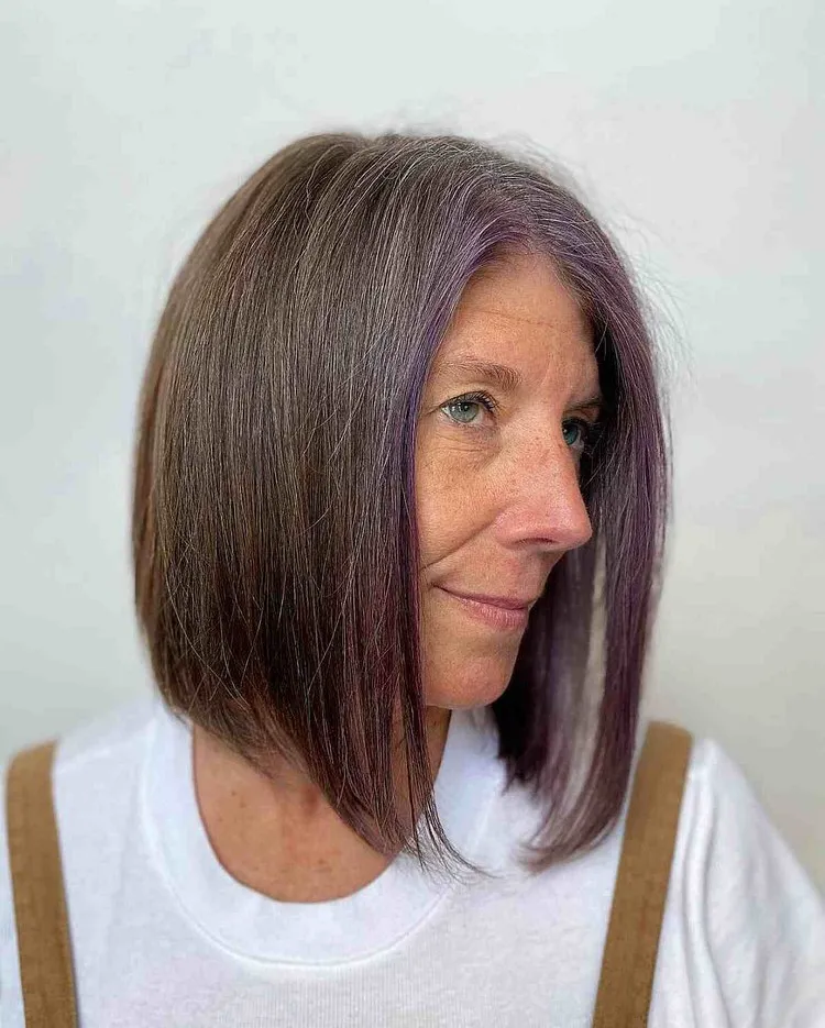 coupe de cheveux femme 2023 60 ans lob coloration money piece