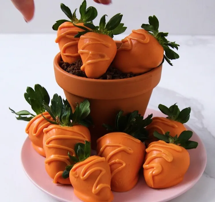 recette dessert paques facile faire impressionnant fraises au chocolat carottes