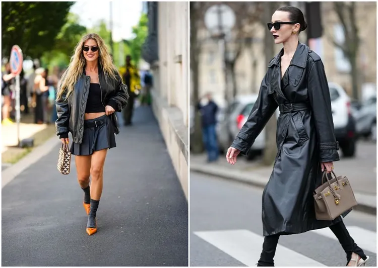tendance mode printemps été 2023 veste en cuir chic pour femme perfecto trench noir