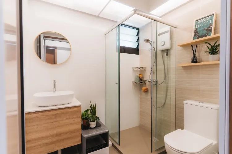 le style scandinave déco petites toilettes espace suspendu wc installations vert bois noir fenetre couleurs
