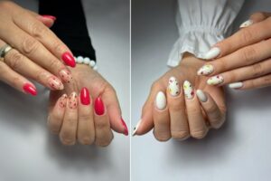 manucure avec des fleurs séchées
