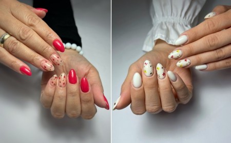 manucure avec des fleurs séchées