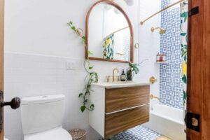 déco petites toilettes espace suspendu wc installations vert bois noir fenetre couleurs