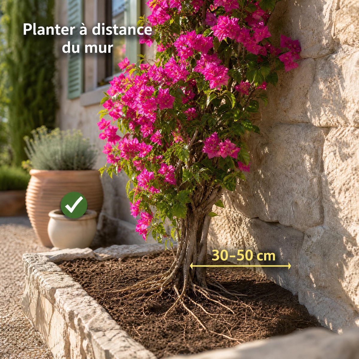 distance entre bougainvillier et mur