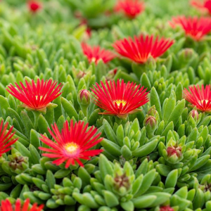 idées plantes grasses succulentes fleuries fleurs rouges intérieur extérieur retombantes rampantes couvre sol