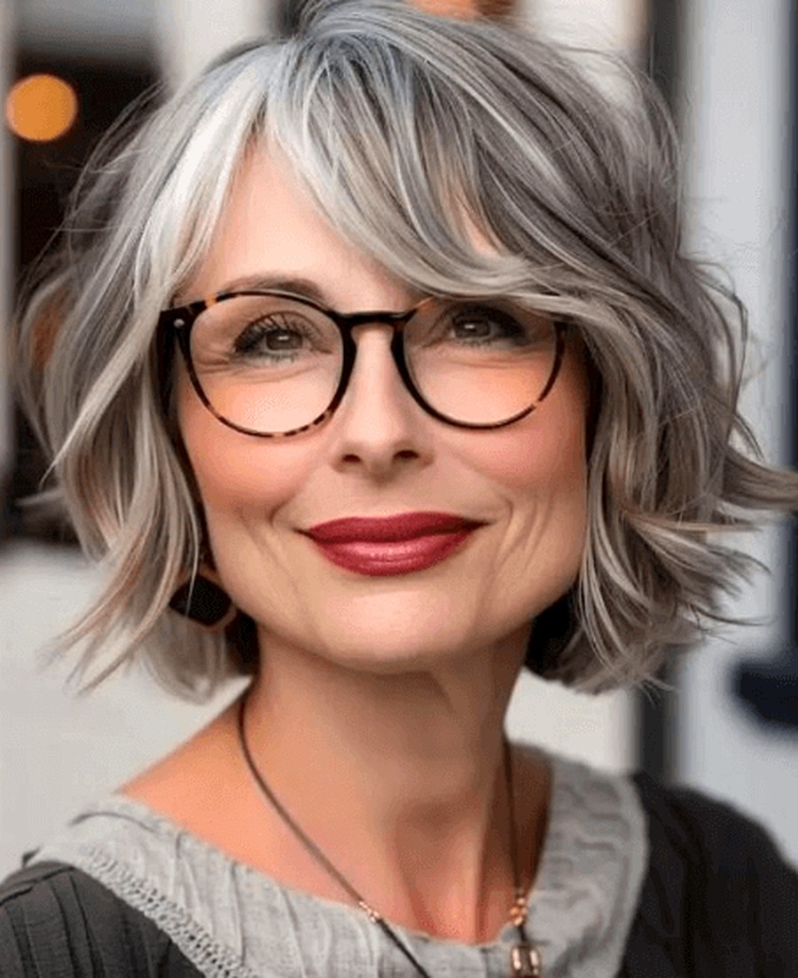 modèle coiffure femme 50 ans avec lunettes