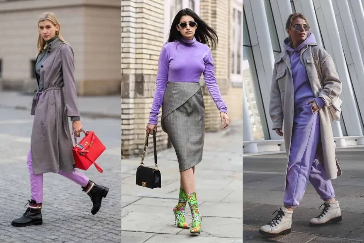 quelle couleur va avec le gris clair violet mauve pourpre tenues élégantes