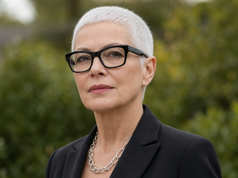 coupe de cheveux femme 70 ans avec lunettes coupe buzz femme cheveux hirsutes épuisés