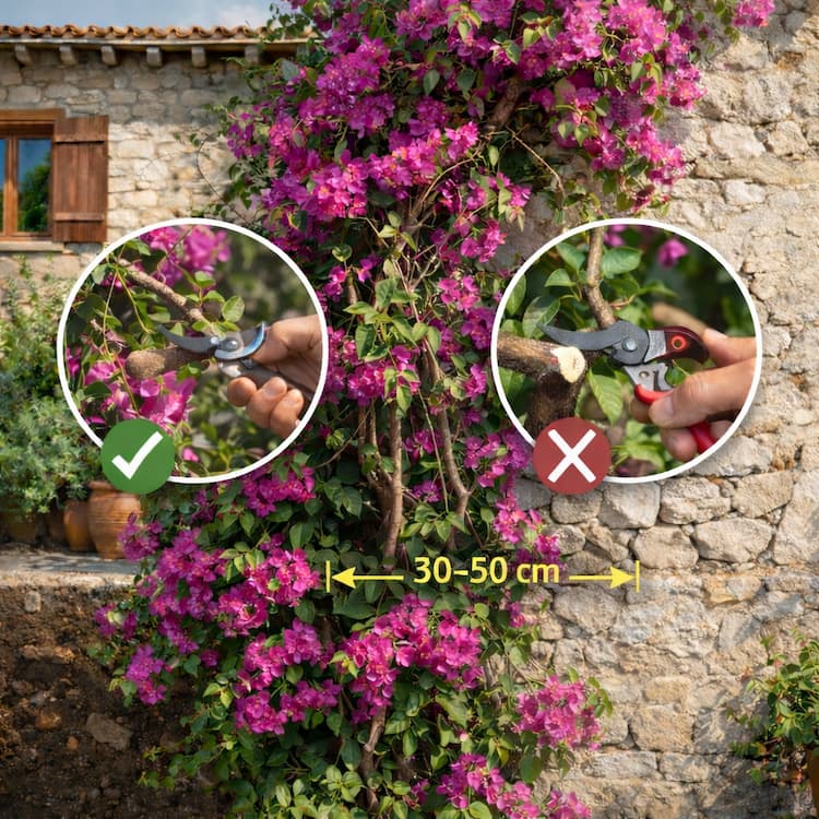 taille bougainvillier contre un mur