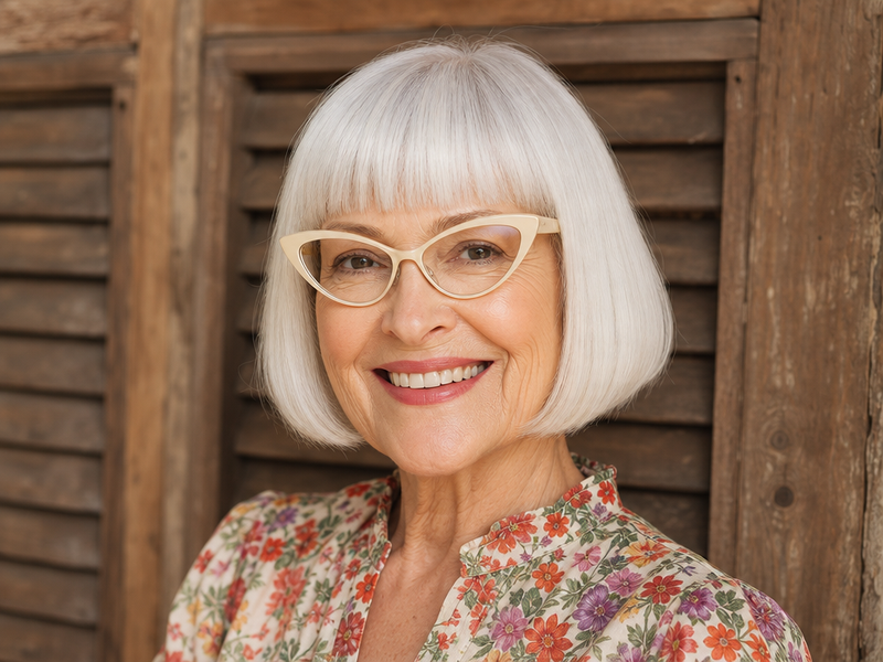 coupe de cheveux femme 60 ans avec lunettes